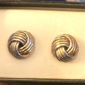 Sterling Silver Knot style pierced Earrings . Size of a dime. Light weight